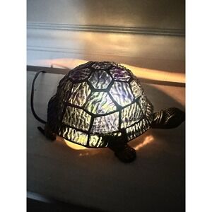 Tiffany Style Stained Glass Turtle Blue Ripple Glass Table Night Light Tortoise